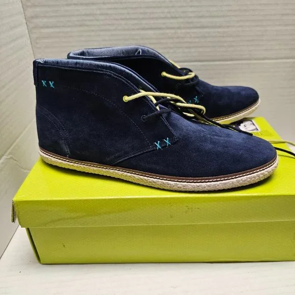 Ted Baker London Navy Leather Chukka Boots with Blue Laces Ted Baker London | Shoes | Ted Baker Chelsea Bootsblack In  main image 2
